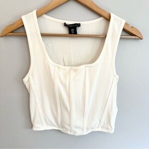 Sincerely Jules White Ribbed Corset Crop Top